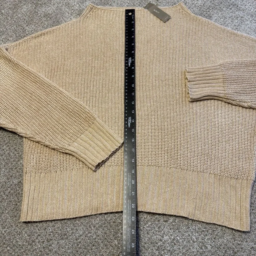 J. Crew Camel Tan Slouchy Ribbed Knit Pullover Sweater Women M Linen Cotton NWT